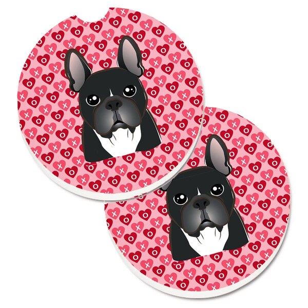 Carolines Treasures French Bulldog Hearts Cup Holder Car Coasters - Set of 2 BB5297CARC - main
